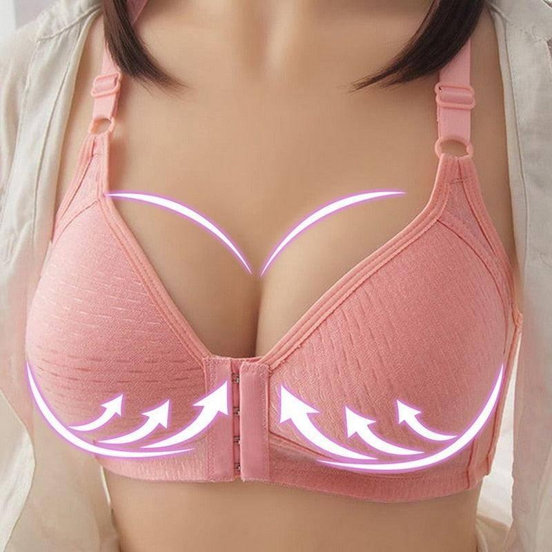 Push Up Bra Front Closure Solid Color Brassiere-front style 2-D-13