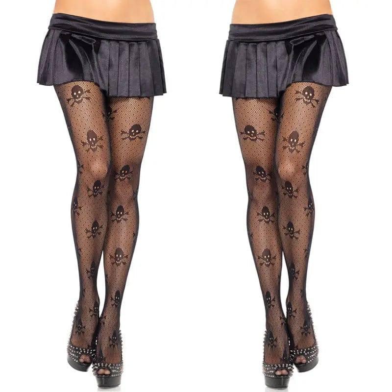 Sexy skull pantyhose stockings-Black-3