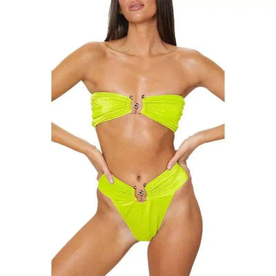 Solid Color Split Swimsuit Women-4