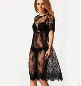 Sexy Women Lace Crochet Bikini Swimwear Cover Up Beach Dress-1