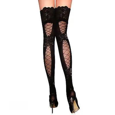 Sexy Women Stockings Lace Top Sheer Thigh High Silk St-Black-5