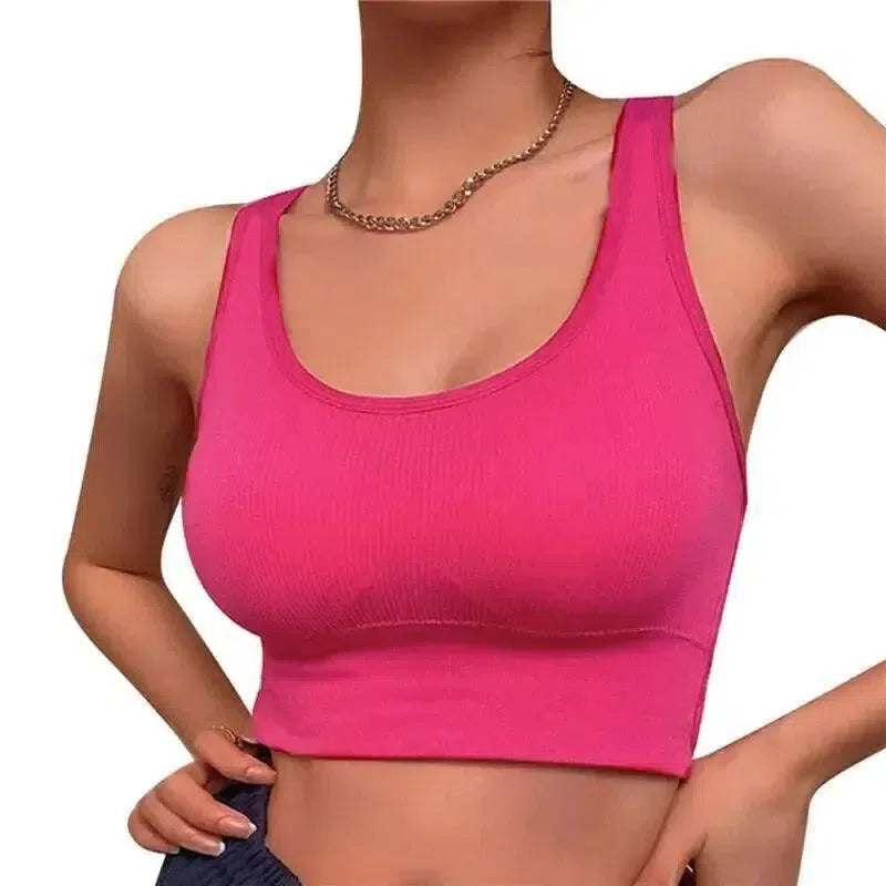 Women Vest Crop Top Sleeveless Vests Beach Women Sports-rose-10