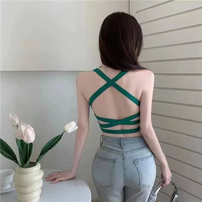 Women Vest Crop Top Sleeveless Vests Beach Women Sports-5