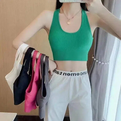 Women Vest Crop Top Sleeveless Vests Beach Women Sports-6