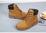 Short white Martin boots women tooling rhubarb boots-Yellow-3