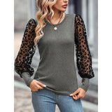 Slim-fit Color Matching Long-sleeved Top-Gray-4