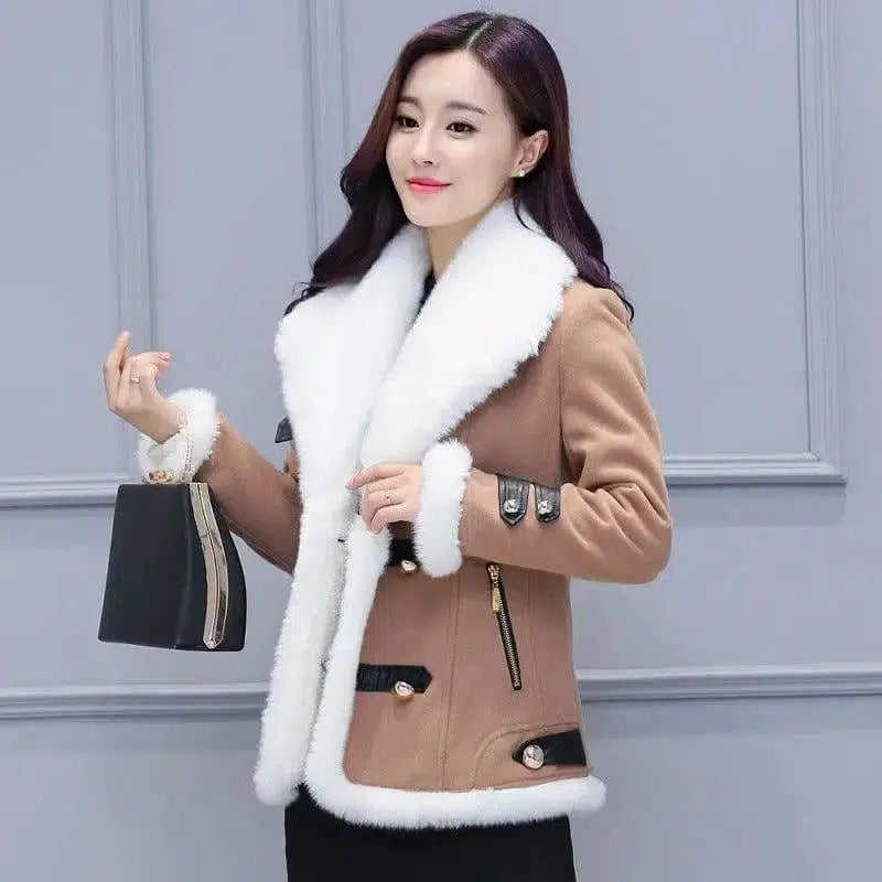 Slim Thick Lamb Wool small Woolen Coat-4