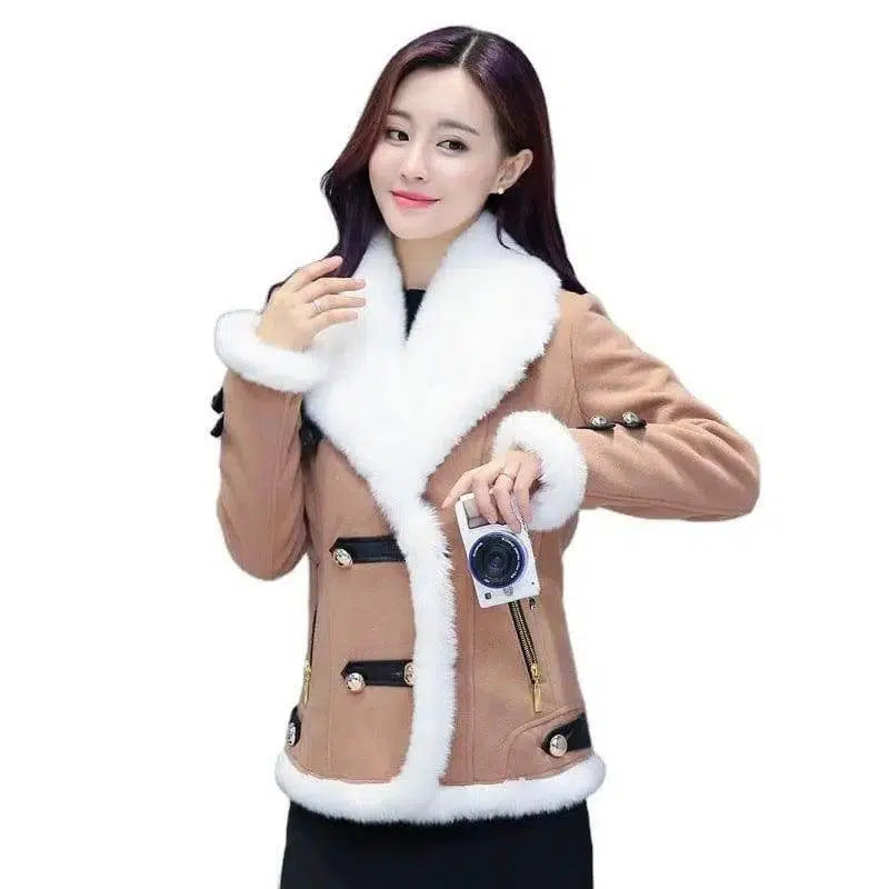 Slim Thick Lamb Wool small Woolen Coat-5