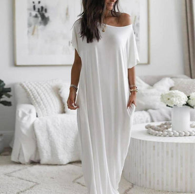 Solid Color Homewear Long Dress-2