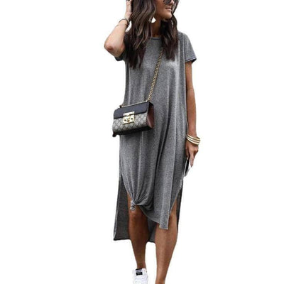 Solid Color Homewear Long Dress-5