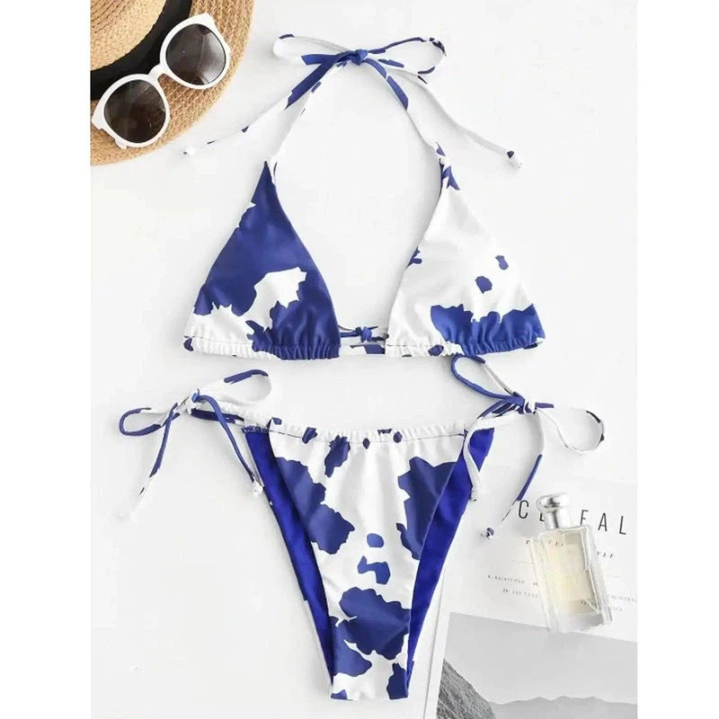 Split Bikini Three-point Tie-dye Tether-Blue-2