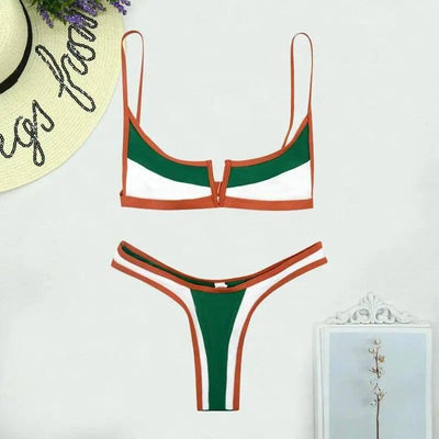 Split Swimsuit European And American Bikini Hot Selling-Green-2