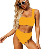 Split swimsuit high waist split bikini-Yellow-4