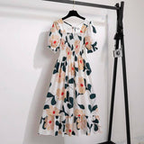 Spring Summer Chiffon Dresses Fashion Female Elastic Waist-baisemumianhua-17