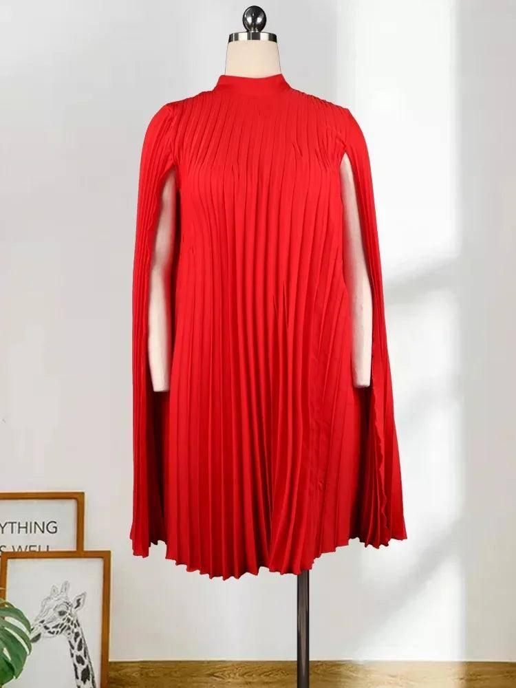 Stunning Red Pleated Dress for Elegant Occasions-3