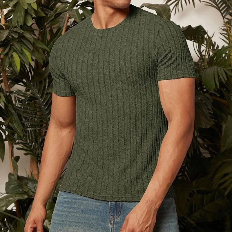 Summer Original Collar T-shirt Summer Mens Clothing-Army Green-2