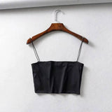 Summer Women's Crop Top Sexy Elastic Cotton Camis sleeveless-black-8