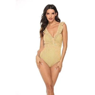 Sweet Temperament One-piece Swimsuit Bikini 6-color Swimsuit-Orange-4