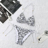 Swimsuit big letters lace triangle bag-White-3