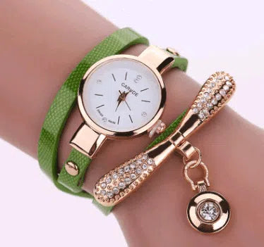 Thin belt fashion ladies watch Casual three-ring winding bracelet watch Women's fashion quartz watch-7