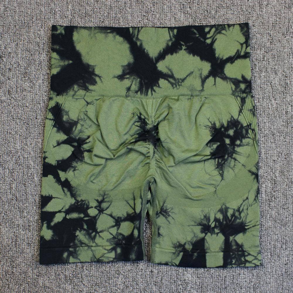 Tie-dye Printed Yoga Pants Summer Quick-drying Fitness-Army Green-16