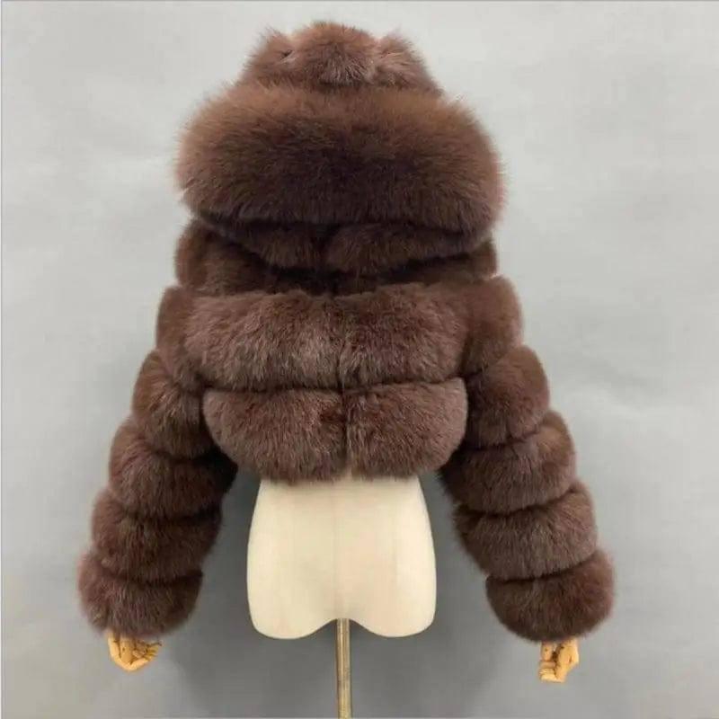 Winter Faux Fur Coat for Women-Coffee-5