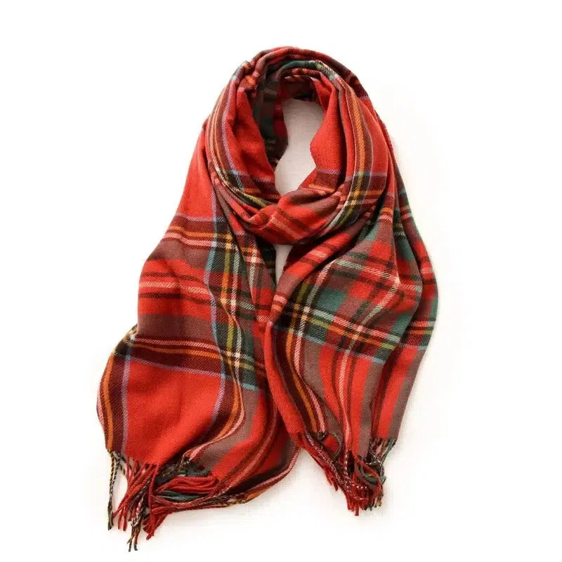 Winter Scarf For Women-Red lattice-6