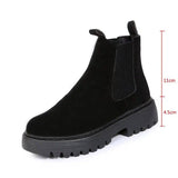 Women Ankle Boots Solid Color Chunky Boots Autumn Winter-6