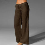 Women Cotton Linen Pants Vintage Wide Leg Pants Palazzo 06 / S-06-11