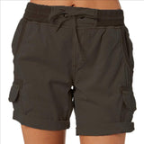 Women's Casual High Waist Cargo Shorts-Dark Grey-14