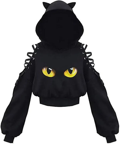 Women's Clothes Solid Color Gothic Hoddies Women's-C-9