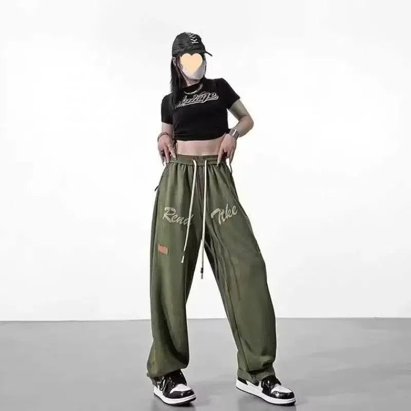 Women's Fall Straight Green Pants-4