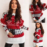 Women's Fashion Christmas Jacquard Loose Crew Neck Sweater-1