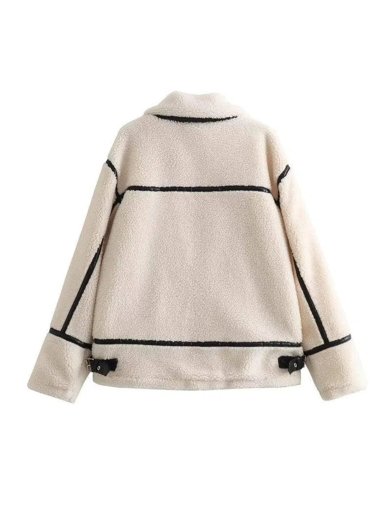 Women's Lamb Wool Effect Jacket Coat-6