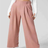 Women's Solid Color Casual Suit Pants With Real Pockets-1