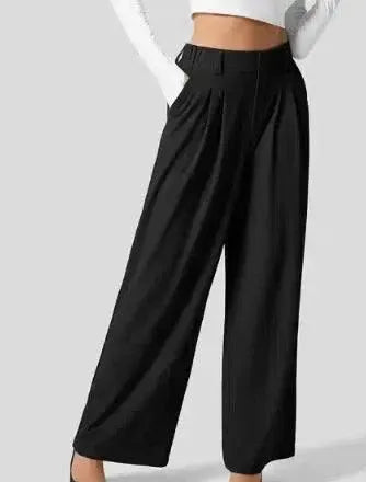 Women's Solid Color Casual Suit Pants With Real Pockets-3