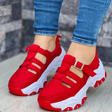 Women's Sports Shoes Buckle Thick-soled Flat Shoes Summer Sandals-Red-4