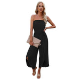 Women's Summer Ninth Loose Jumpsuit Wide Leg Pants-Black-4