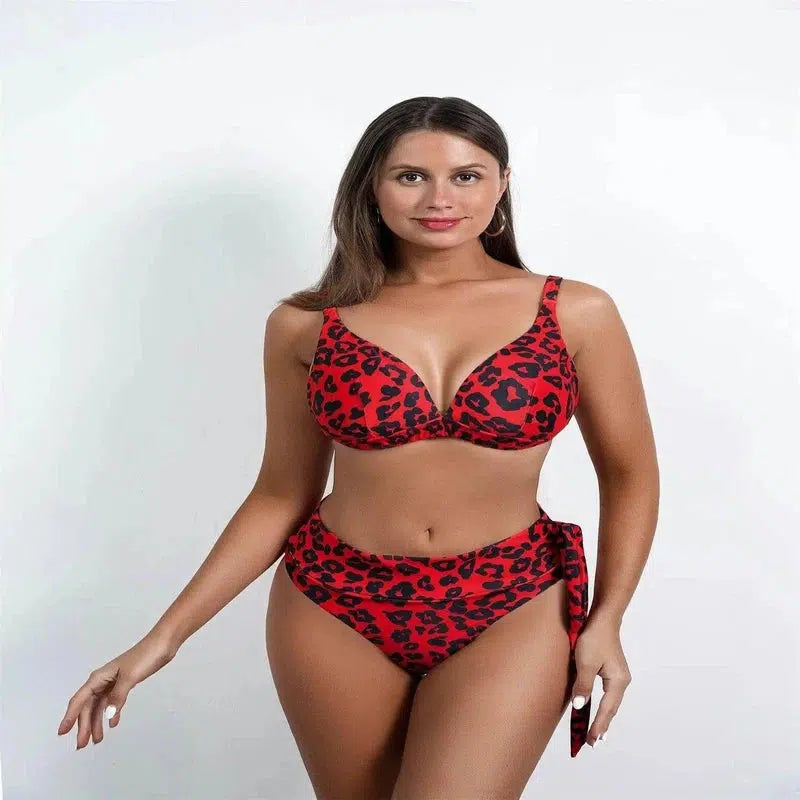 Womens Suits High Waist Leopard Print Bikini 2 Pieces-4