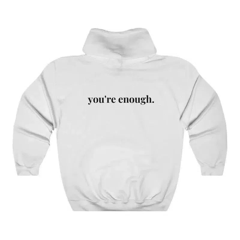 You're Enough Printed Back Casual Hooded Pocket Sweater-6