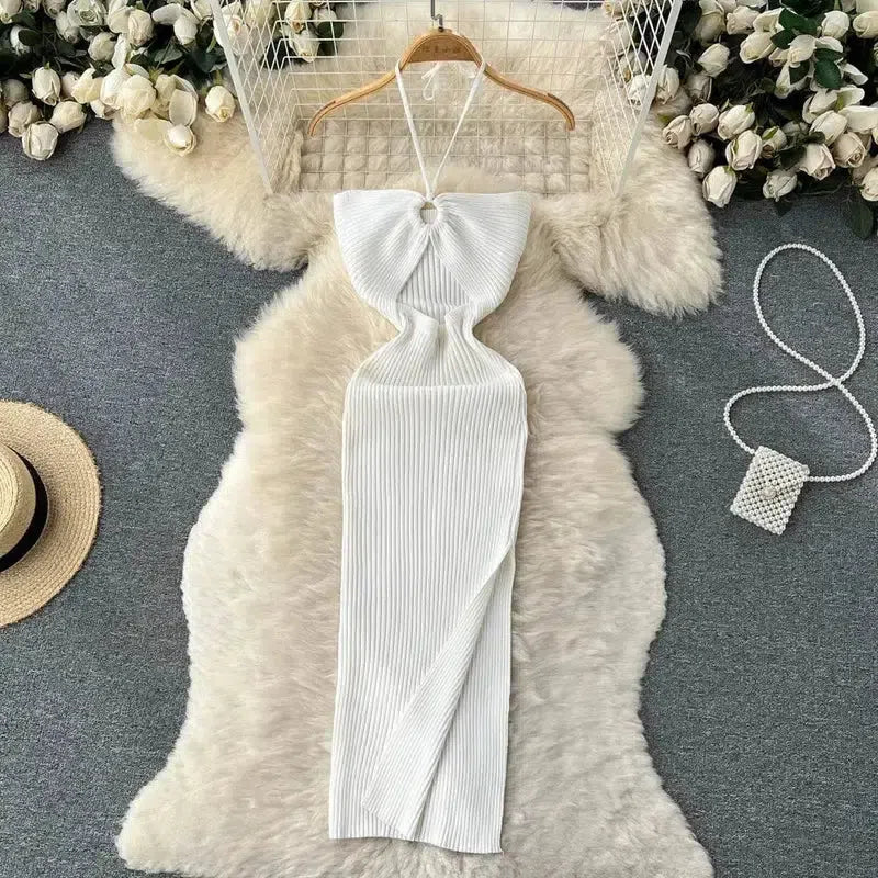 YuooMuoo Chic Fashion Package Hips Split Knitted Summer-WHITE-14