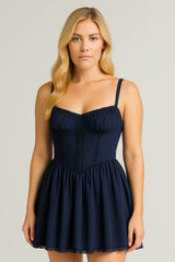 Csipke nadrágtartó ruha Nyári divat Fűzős karcsú derék