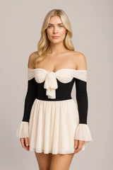 Női váll nélküli színben passzoló ruha